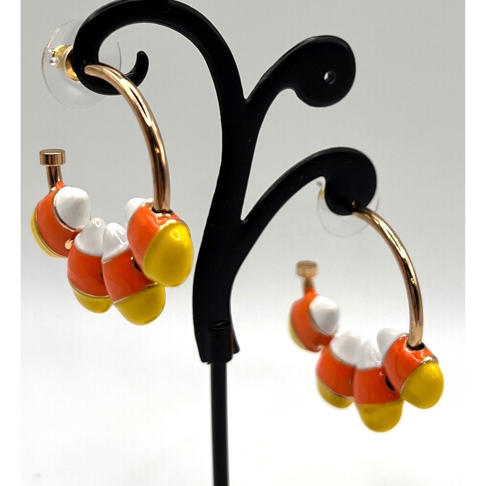 Halloween‎ Candy Corn Hoop Earrings. Playful Fun Festive